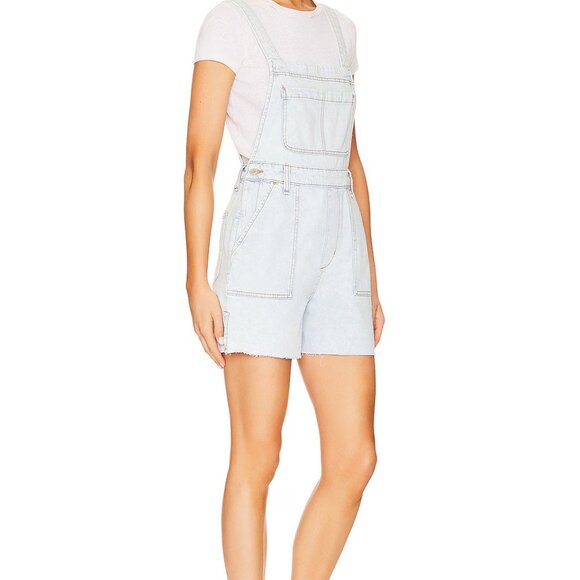 WeWoreWhat Slit Indigo Overall Short, Super Light Wash - NWT, Size S - Picture 2 of 16